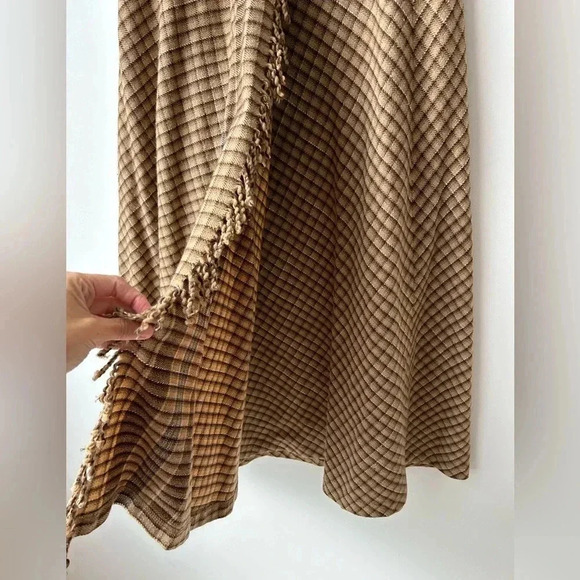 Vintage Liz wear high waist wool plaid midi fring skirt - Picture 6 of 12